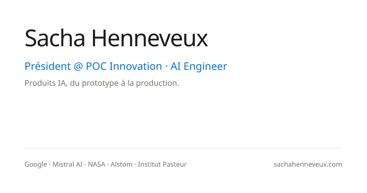 Sacha Henneveux — AI Engineer & Président @ POC Innovation